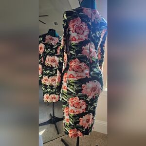 H&M Floral Long sleeve midi dress
